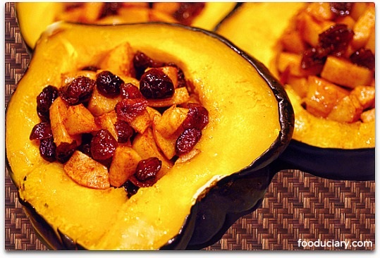 vegan apple stuffed acorn squash